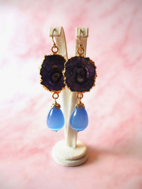 Goldfilled hangers met agaat en kattenoog - Afbeelding 3