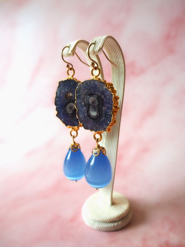 Goldfilled hangers met agaat en kattenoog - Afbeelding 2