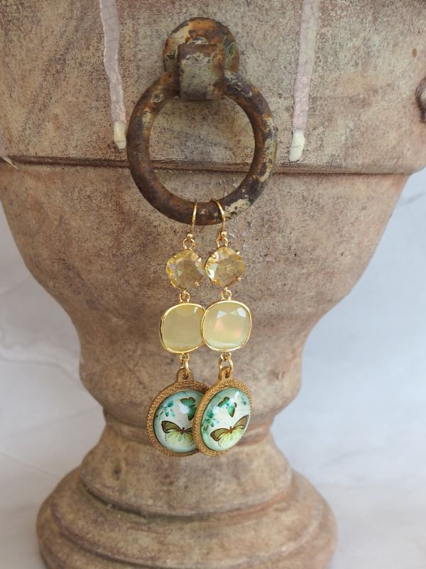 Goldfilled hangers met kristal en kattenoog - Afbeelding 3