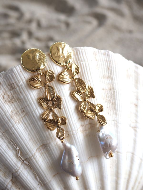 Brass stekers met brass elementjes en parel - Afbeelding 3