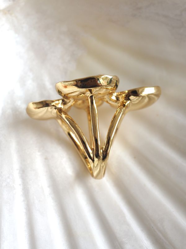 Brass ring met meerdere kleuren stenen (maat 57) - Afbeelding 2