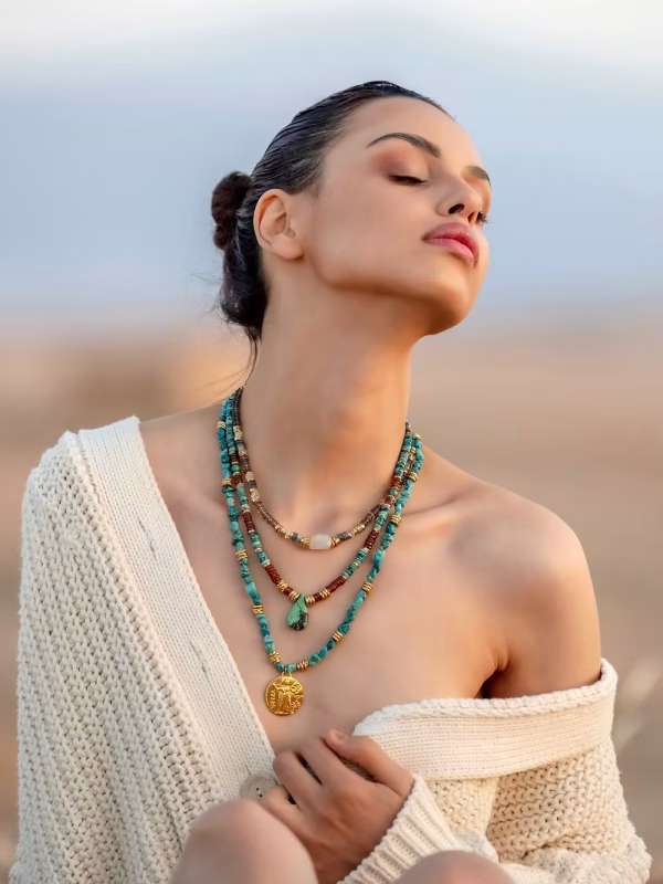 Amapietra ketting van Tibetaanse turquoise - Afbeelding 4