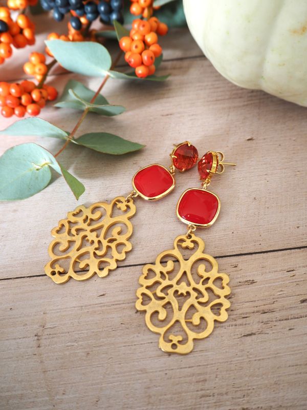 Brass stekers met kristal en een fantasiehanger - Afbeelding 3